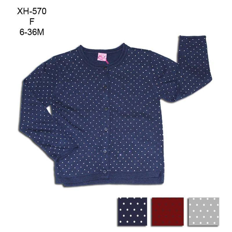 Picture of XH570 GIRLS SILVER SPOTS NAVY CARDIGAN